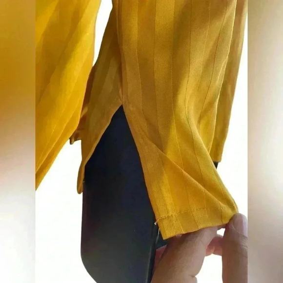 FRNCH women’s CHAFIANE STRIPED button down SHIRT yellow sz Small used no flaws - Picture 4 of 12